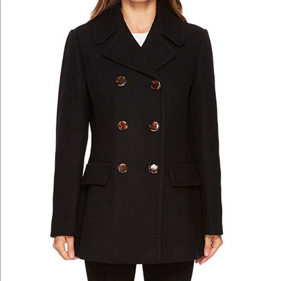 Kate Spade bow-back wool peacoat black size small